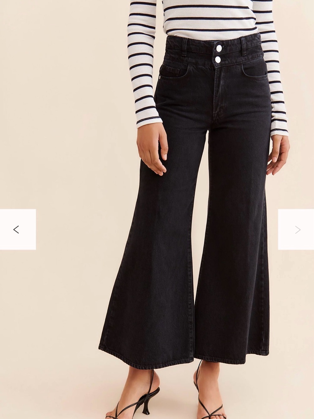 Frame Le Palazzo Crop Wide-Leg Jeans in Charcoal